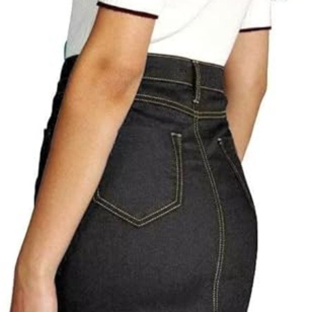 Womens Super Comfy Perfect Fit Stretch Denim Skirt SKS22881 BLACK - Picture 2 of 5